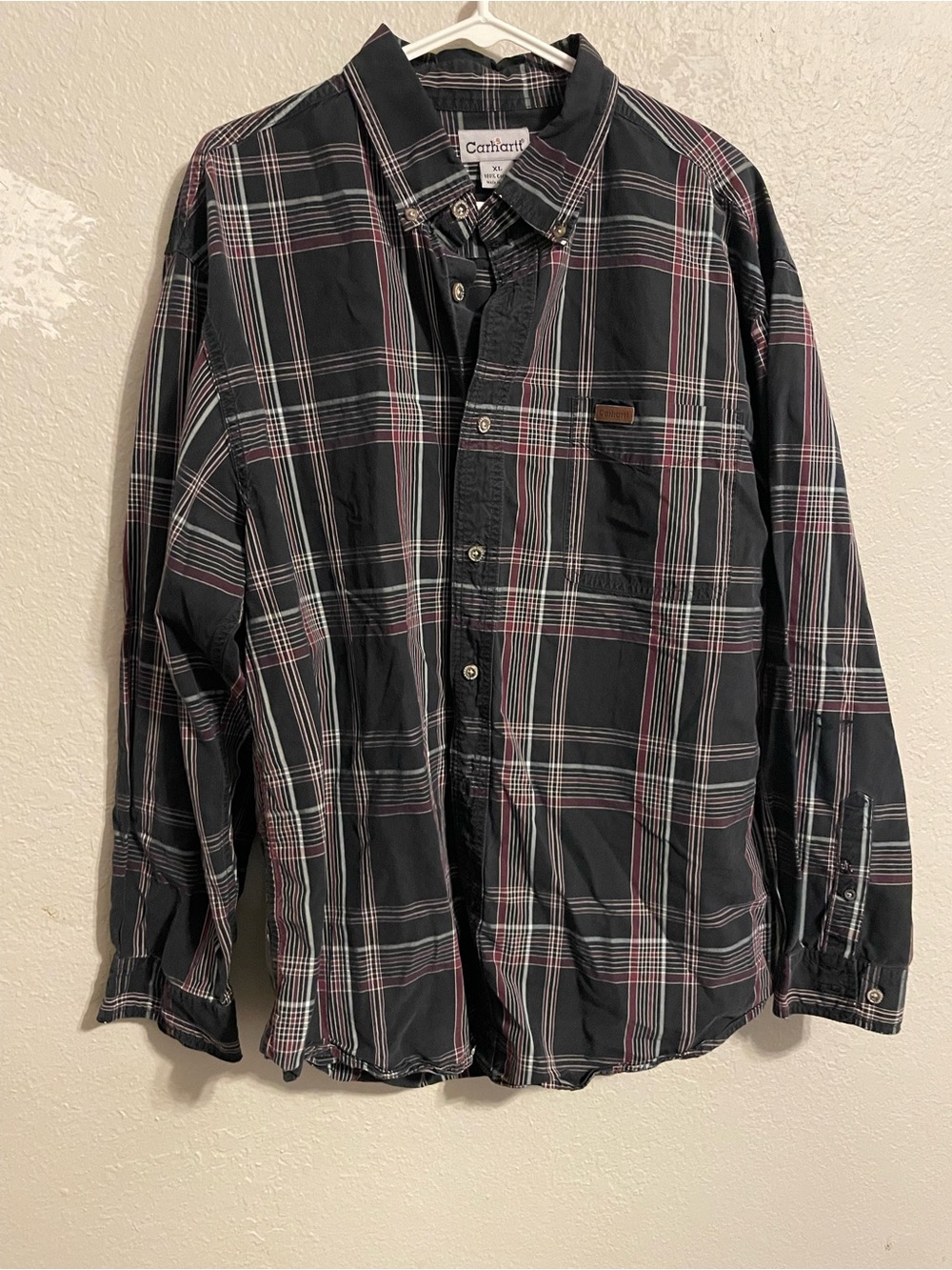Carhartt Black Plaid Long-Sleeve Button-Down Shirt XL